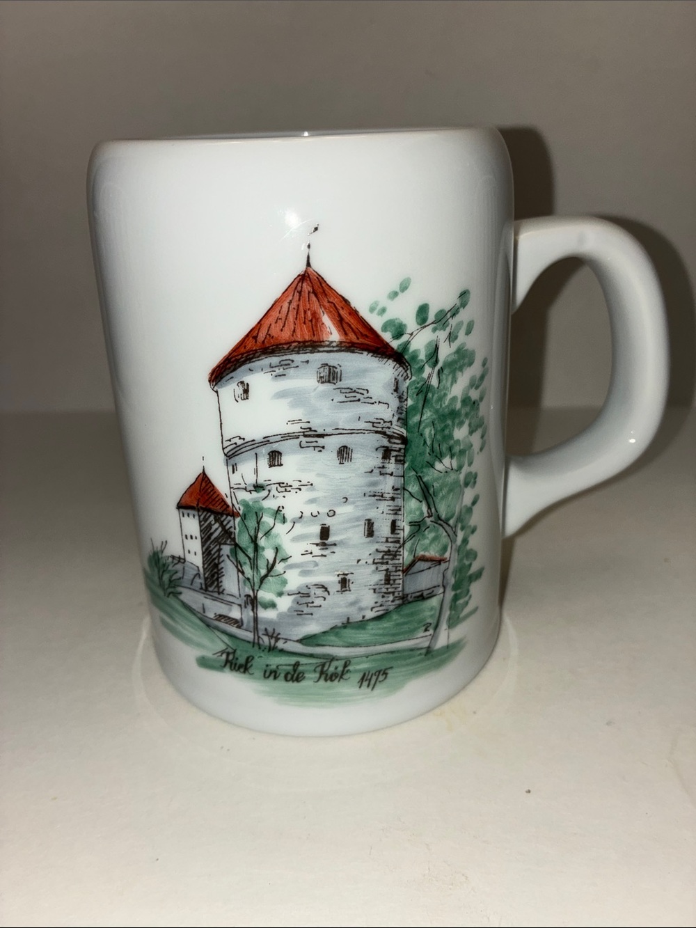 Lubiana Stein with Red Roof Country Scene Illustration
